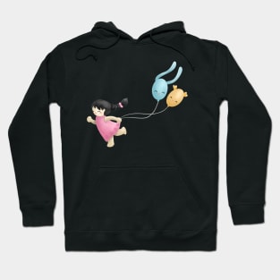 Girl running with balloons, Happy children's day Hoodie